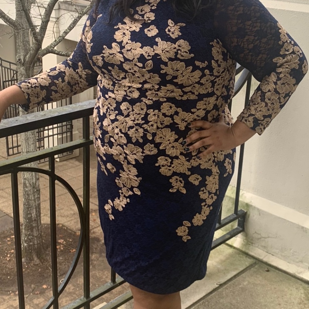 Lace Navy Blue and Gold Dress
